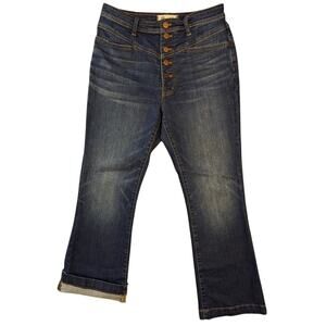 Madewell High Rise Button Fly Cropped Jeans Cotton Blend Women Size 28 Festival
